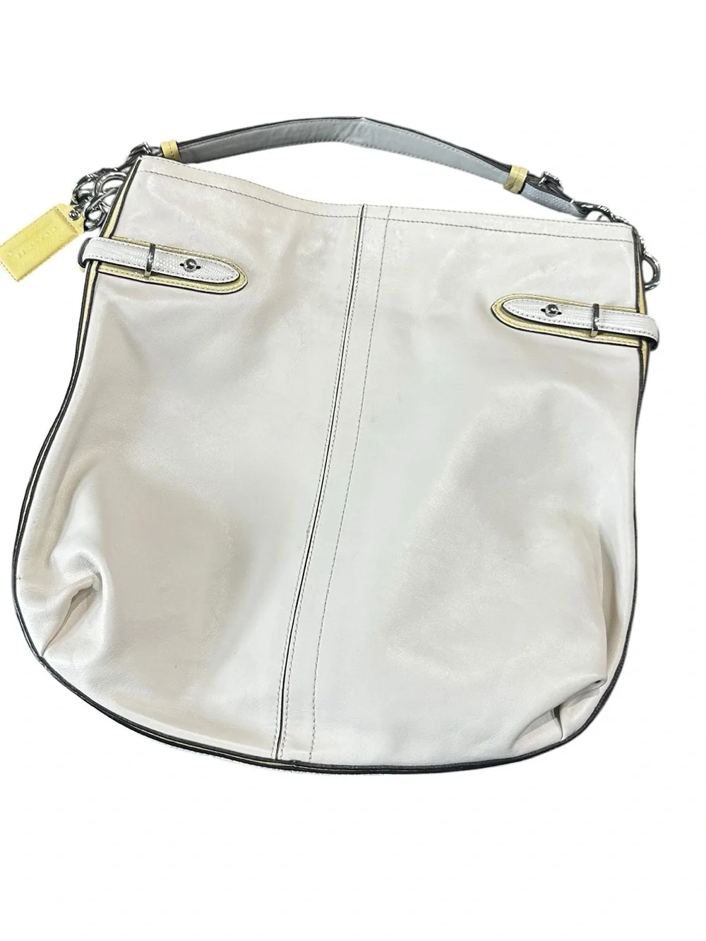 Coach Leather Purse & Charm Colette Cream Shoulder Bag Hobo Horse Carriage